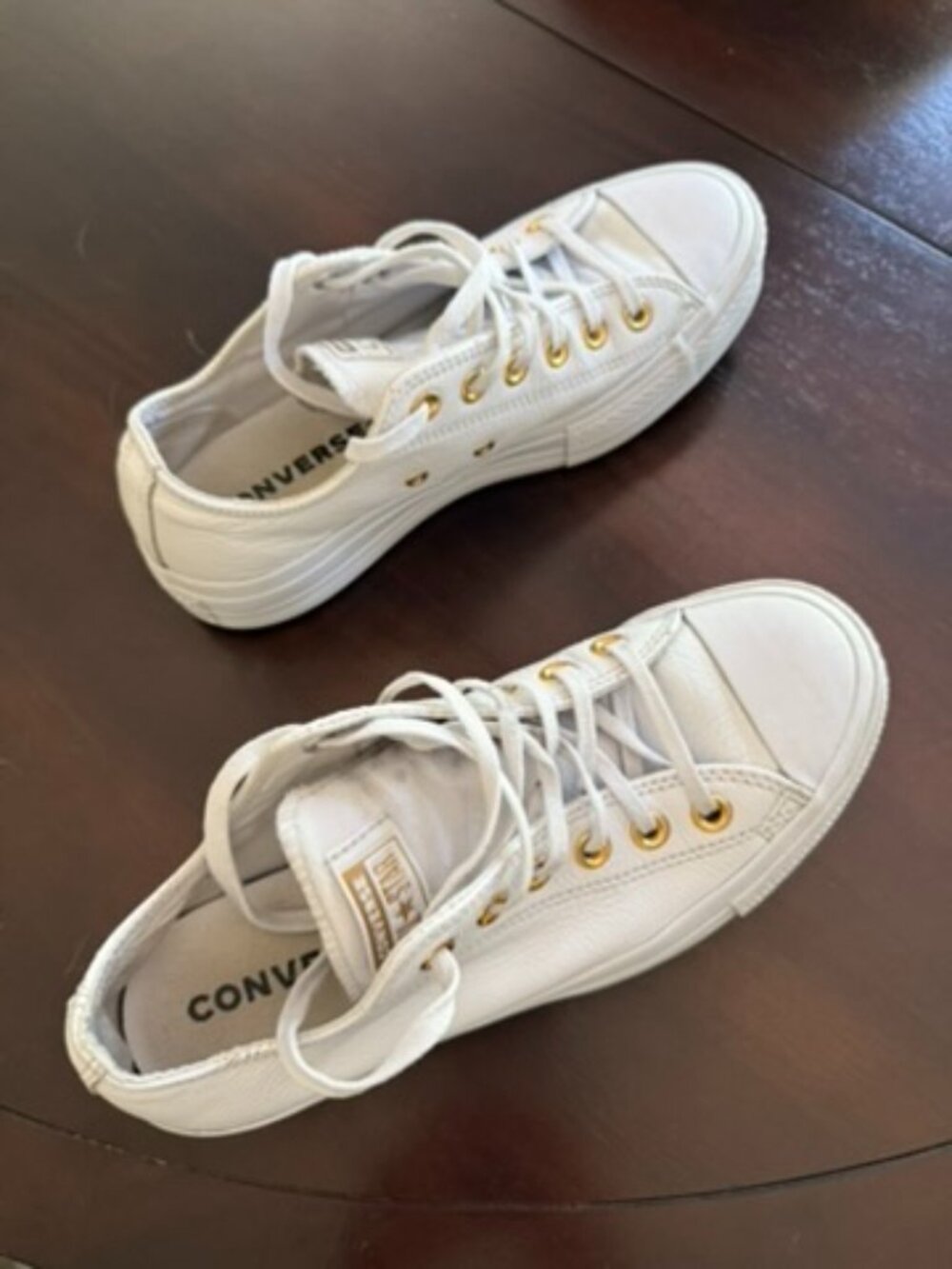 Converse Chuck Taylor All Star Leather Low Top Sneakers White Gold Size 8